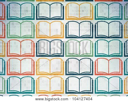 Studying concept: Book icons on Digital Paper background