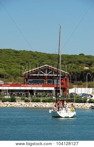 Yacht in Barbate marina.