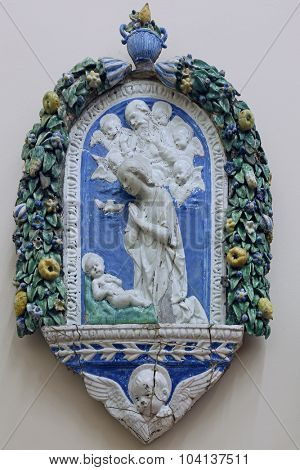 ZAGREB, CROATIA - DECEMBER 08: The workshop of Andrea della Robbia: The Birth of Jesus, Old Masters Collection, Croatian Academy of Sciences, December 08, 2014 in Zagreb, Croatia