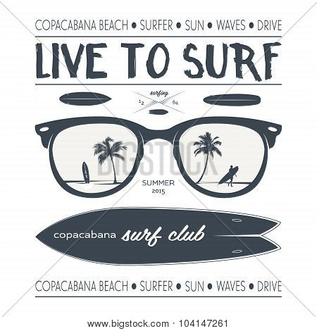 Surfing silhouette elements.