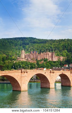 Alte Brucke bridge and Heidelberg castle view