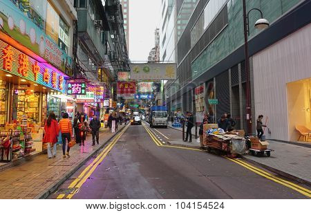 Many People Shopping On Tsim Sha Tsui Street