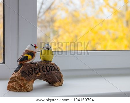 bird sitting on the plate are welcome
