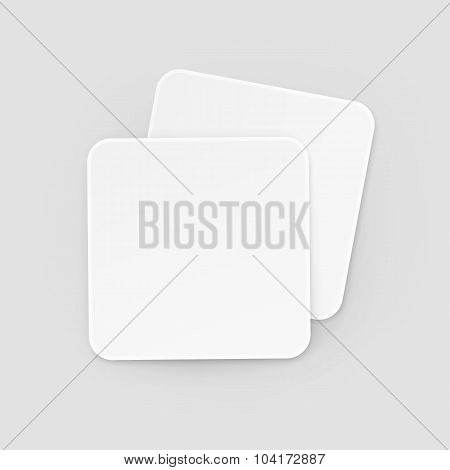 White Square Blank Beer Coasters Vector Isolated