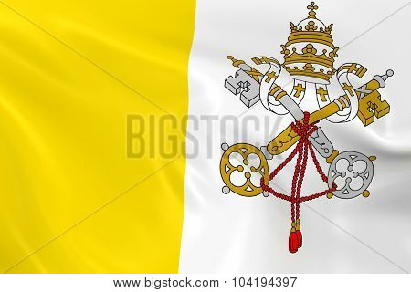 Waving Flag Of The Vatican City - 3D Render Of The Vatican Flag With Silky Texture