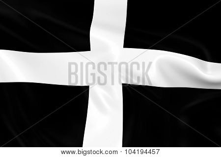 Waving Flag Of Cornwall - 3D Render Of The Cornish Flag With Silky Texture