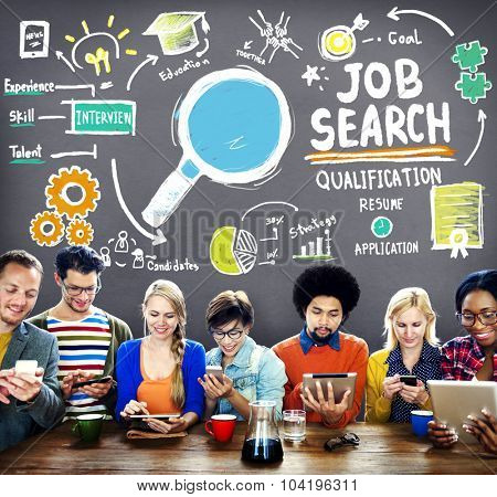 Job Search Qualification Resume Recruitment Hiring Application Concept