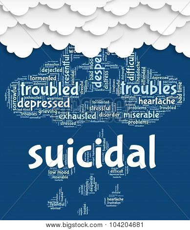 Suicidal Word Shows Attempted Suicide And Fatal