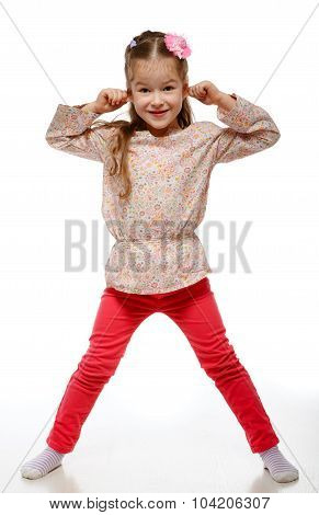 Little Girl On The Move. Cheerful, Positive.