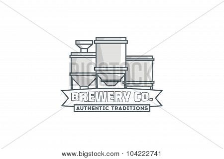 Line brewery co. logo. Stock vector.