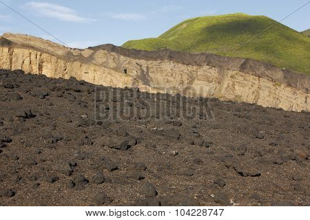 Azores Coastline Volcanic Landscape In Faial Island. Ponta Dos Capelinhos