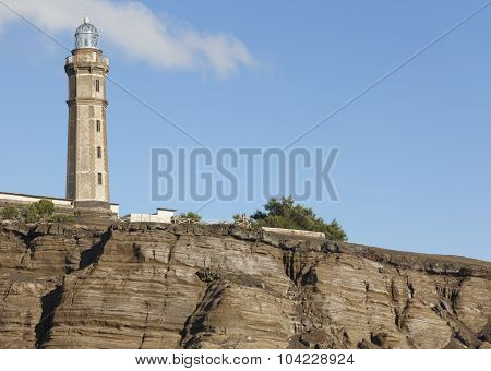 Lighthouse In Ponta Dos Capelinhos. Faial Island. Azores Archipelago. Portugal