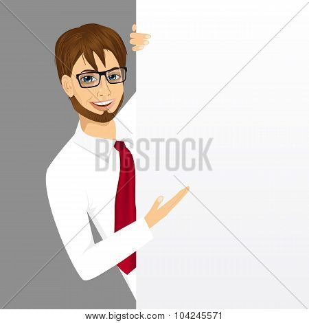 businessman with a blank presentation board