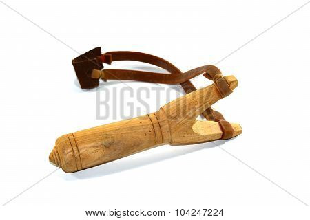 Catapult slingshot isolated on white background