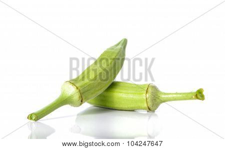 Okra On White Background.