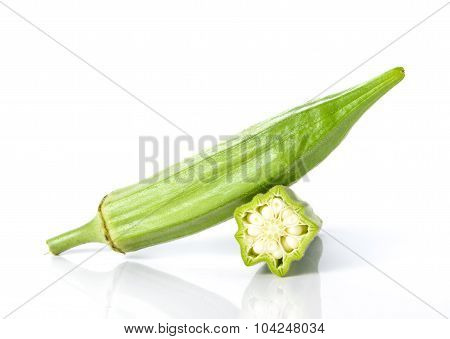 Okra On White Background.