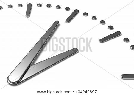 Simple Clock Face With Metal Hands And Marks