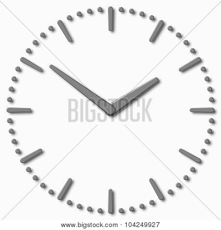 Simple Clock Face With Metal Hands And Marks