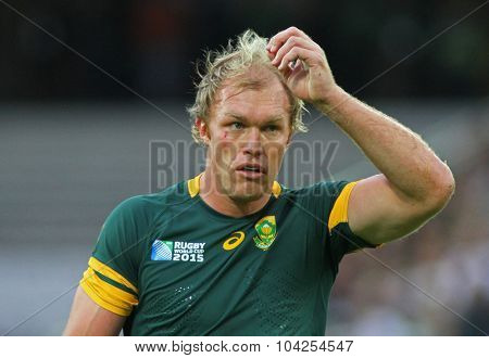 LONDON, ENGLAND - OCTOBER 07 2015: The 2015 Rugby World Cup Pool B match between South Africa and USA at The Olympic Stadium on October 7, 2015 in London, United Kingdom 