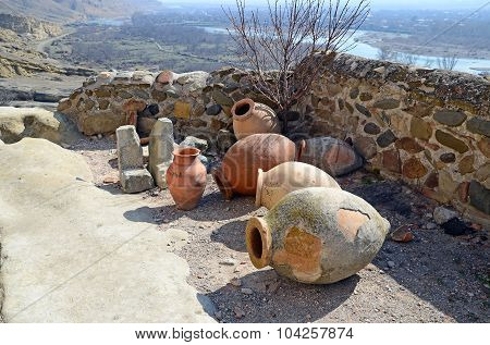Kvevri - Ancient Clay Vessels For Wine In The Cave City Uplistsikhe, Georgia