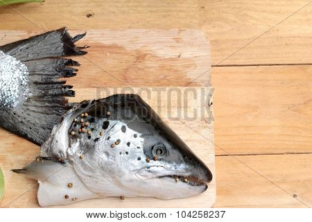 Salmon Head And Salmon Tailfin For Cooking.