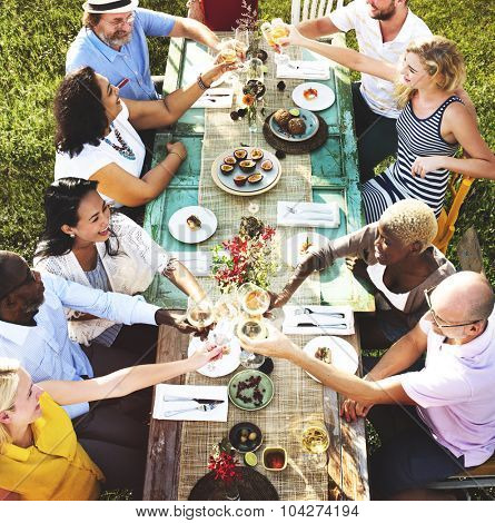 Diverse People Luncheon Outdoors Food Concept