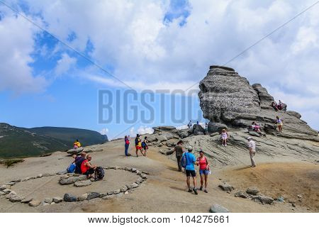 Romania - September 27, 2015-view Of Sfinx, A Natural Mountain Formation In The Form Of A Human Face