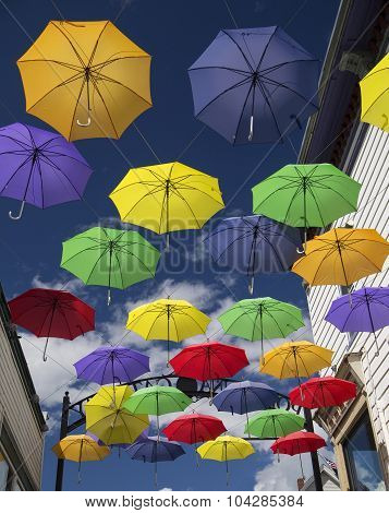 Colorful Umbrellas On Main Street
