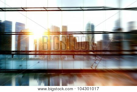 City Lights Urban Scenic View Buildings Concept