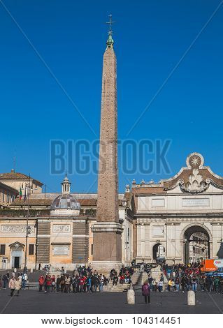 Piazza Del Popolo In Central Rome