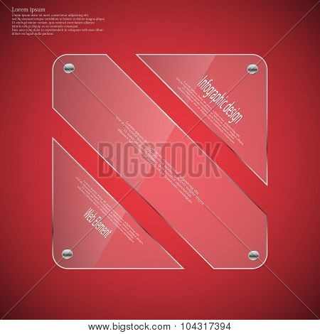 Glass Rhombus Template Divided To Three Parts On Red