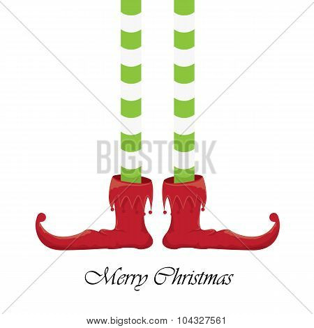 christmas cartoon elfs legs on white background