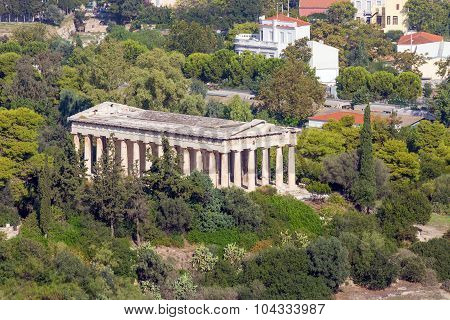 View to Hephaestus Temple from Acropolis, Athens, Greece