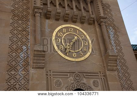 Tangier, Morocco - April 4, 2015: Gold Clock On Sidi Bou Abib Mosque In Tangier, Morroco