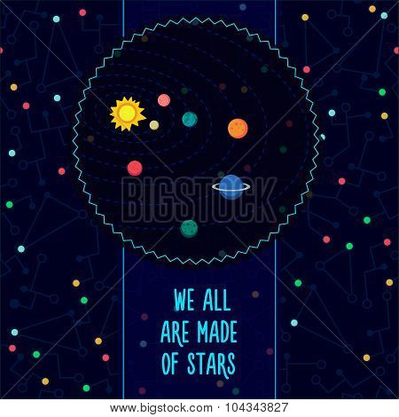 Space Vector Illustration In Style Flat About Alien In The Universe
