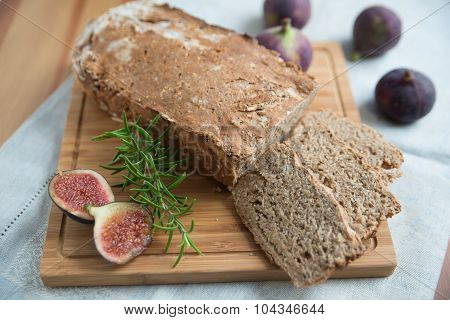 Home made fresh bread with rosemary and figs