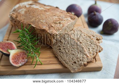 Home made fresh bread with rosemary and figs