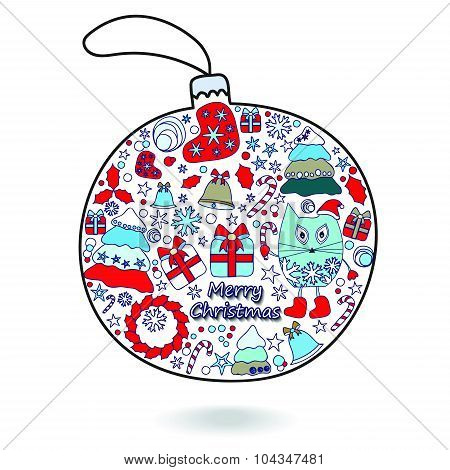 Stock Vector Christmas Decorative Isolated Boll.patchwork Design