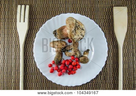 Mushrooms and rowan