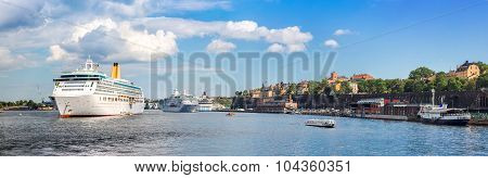 Ppanorama Of The Old Town  In Stockholm, Sweden
