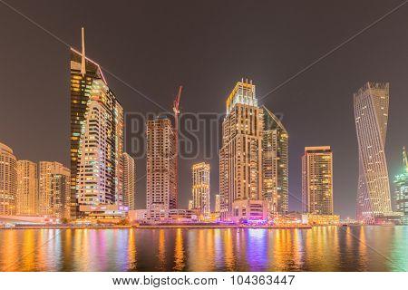 Dubai - JANUARY 10, 2015: Marina district on January 10 in UAE, Dubai. Marina district is popular residential area in Dubai