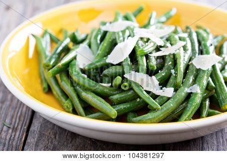 Sauteed green beans on big plate