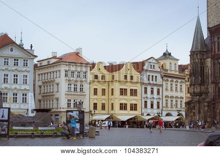 Old Town Square, Tyn Cathedral of the Virgin Mary, monument of Jan Hus, Prague
