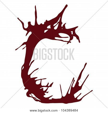 Dripping blood ink fonts the letter C.