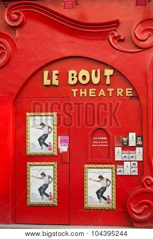 PARIS, FRANCE - SEPTEMBER 10, 2014: Paris Montmartre - Facade of Le Bout Theatre