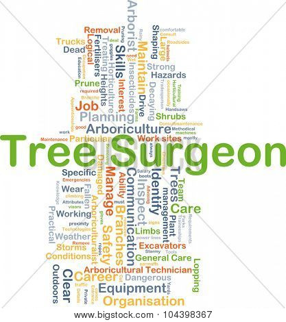 Background concept wordcloud illustration of tree surgeon