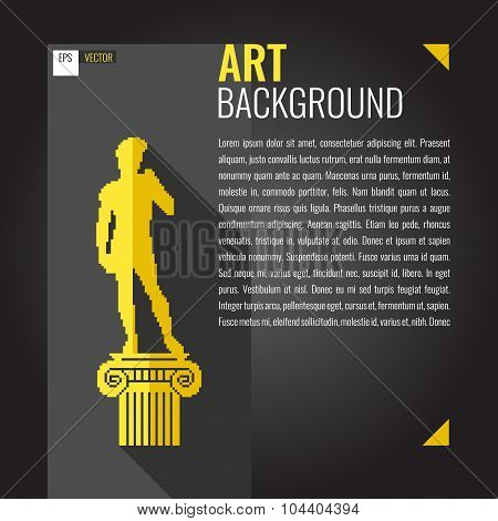 Pixel Graphics. Vector Background For Text. Statue Of David