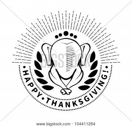 Roasted Turkey Symbol Isolated Vector Illustration