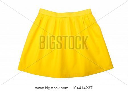 Yellow pleated skirt isolated on white background