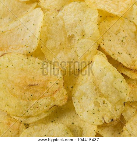 Prepared Potato Chips Snack Closeup View